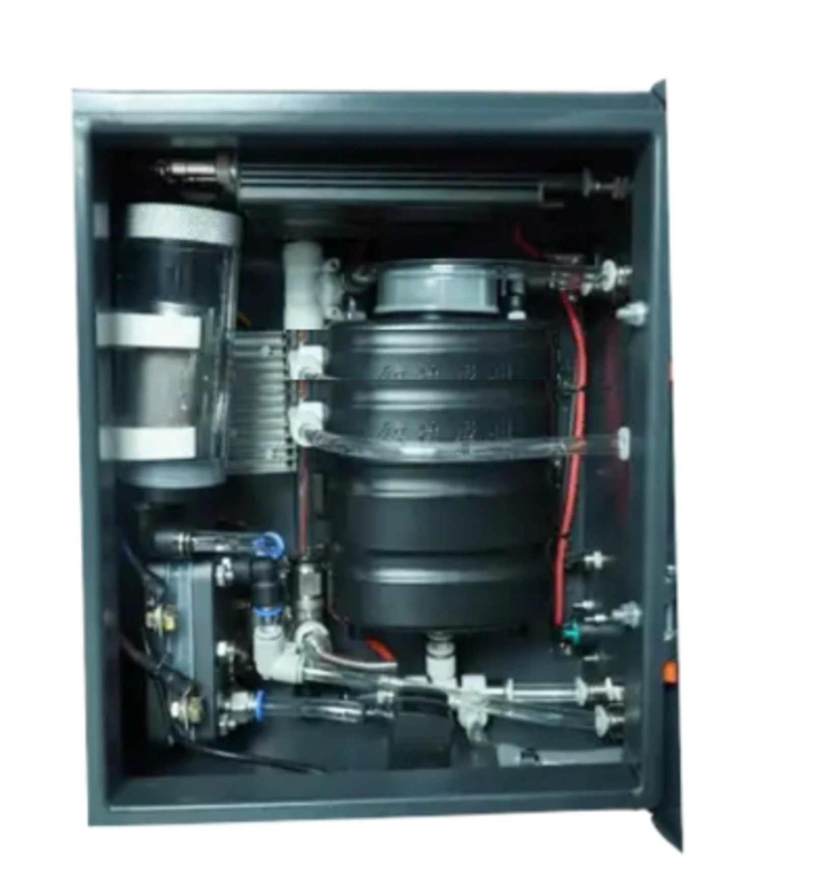 Heavy-duty PEM hydrogen Combustion Enhancement Unit — sealed cabinet with electrolyser, water reservoir and ion-exchange polisher